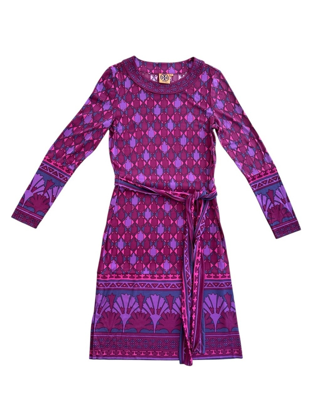 Tory Burch Audra Purple Magenta Silk Long Sleeve Dress